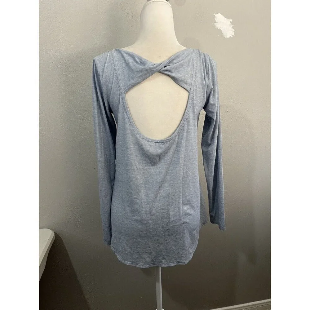 Athleta Long Sleeve Shirt Twisted Back Size Small Blue
